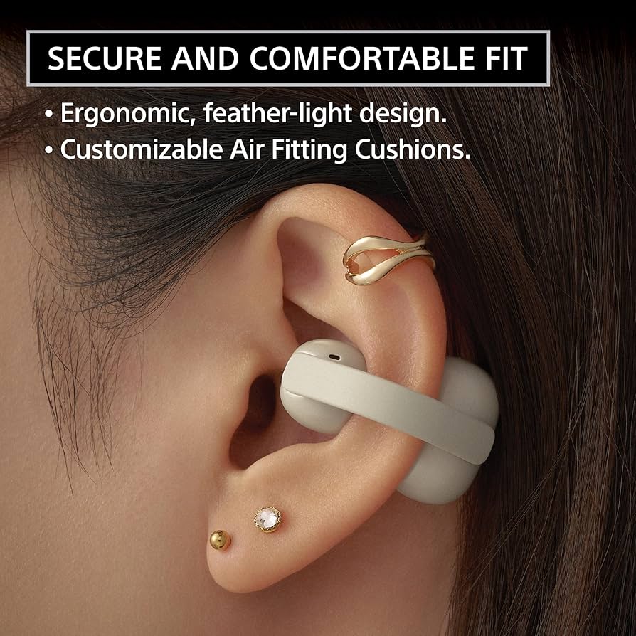 Sony LinkBuds Clip open-ear earbuds in use during outdoor activity