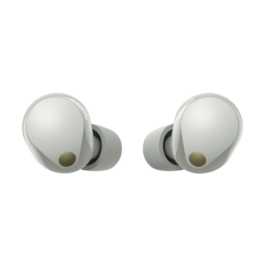 Sony WF-1000XM5 earbuds close-up showing design details