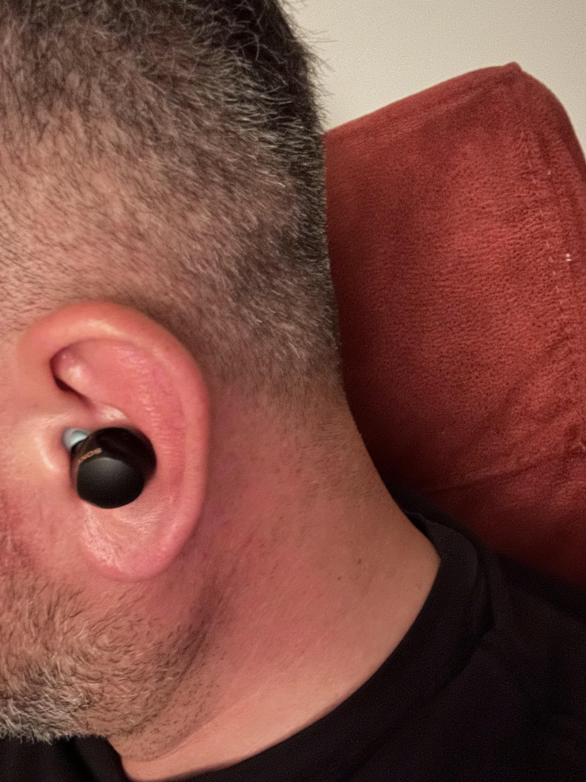Sony WF-1000XM5 in ear closeup