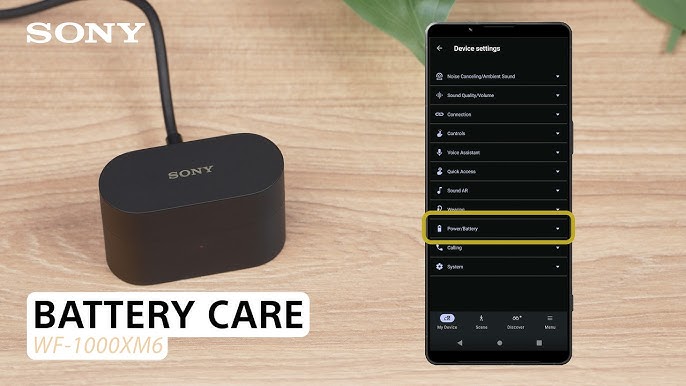 Sony WF-1000XM6 charging case with battery indicator