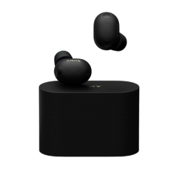 Sony WF-1000XM6 earbuds in charging case on a dark background