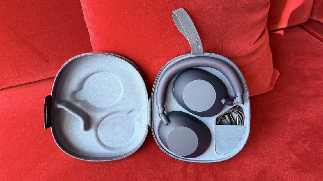 Sony WH-1000XM6 Original Carrying Case showing front view with headphones inside